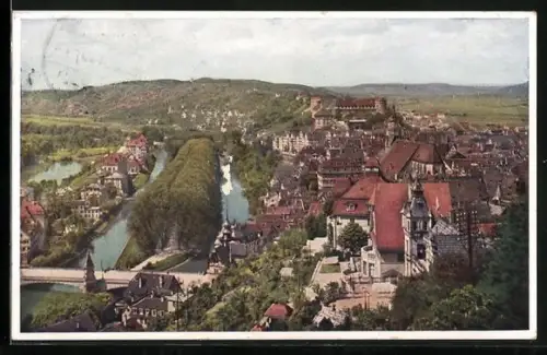 AK Tübingen, 30. Schwäbisches Sängerfest 1913, Ortsansicht mit Flusspartie