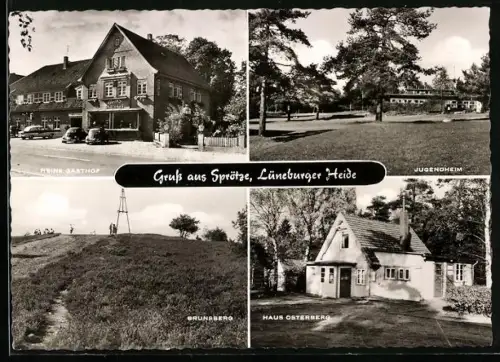 AK Sprötze /Lüneburger Heide, Hotel Haus Osterberg, Heins Gasthof, Jugendheim