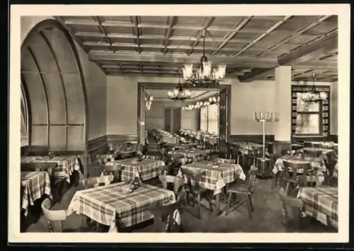 AK Karlsruhe, Moninger Gaststätten, Kaiserstrasse Ecke Karlstrasse, Innenansicht