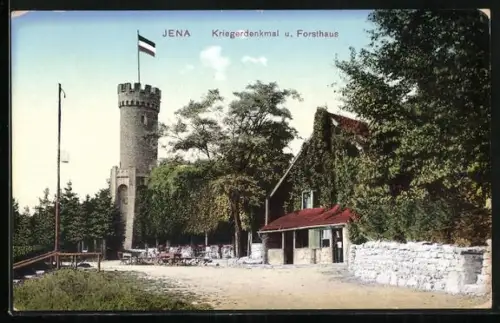 AK Jena, Kriegerdenkmal und Forsthaus