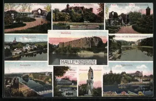 AK Halle / Saale, Bergschenke, Ruine Giebichenstein m. Dampfer, Moritzburg