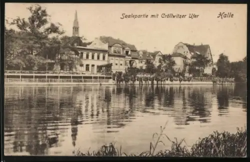 AK Halle / Saale, Saalepartie mit Cröllwitzer Ufer