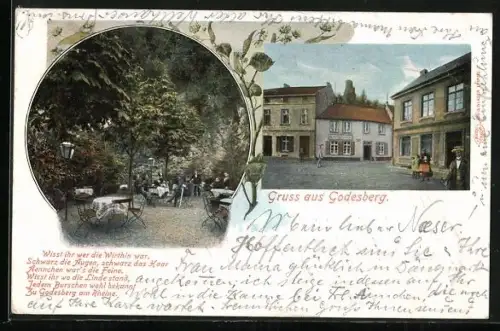 AK Godesberg, Gasthof Zum Godesberg mit Gartenrestaurant