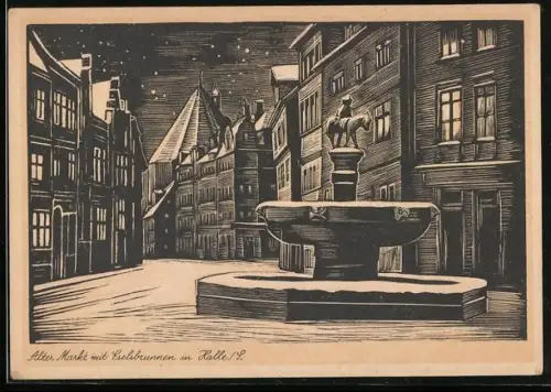 AK Halle /Saale, Alter Markt mit Eselsbrunnen