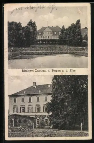 AK Zwethau bei Torgau, Rittergut Zwethau