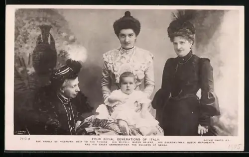 AK Four Royal Generations of Italy, Königin Margherita von Italien mit Mutter, Tochter und Enkel