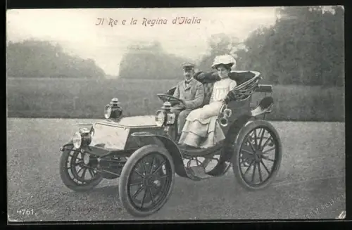 AK König und Königin von Italien im Automobil