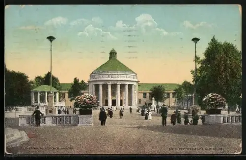 AK Dresden, Internationale Hygiene-Ausstellung 1911, Festplatz mit populärer Halle Der Mensch