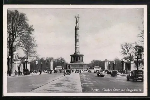 AK Berlin, Strassenpartie Grosser Stern mit der Siegessäule