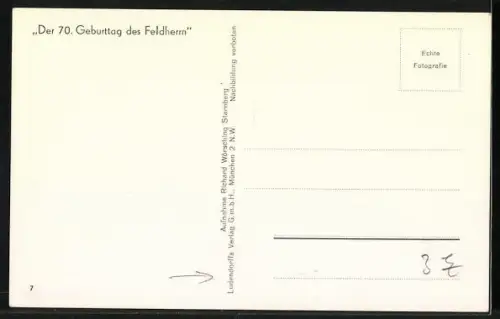 AK Erich Ludendorff, am Schreibtisch zum 70. Geburtstag des Feldherrn
