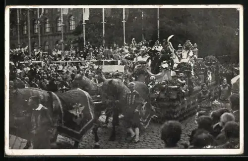 AK Wien, 10. Deutsches Sängerbundesfest 1928, Festzug mit Pferdewagen