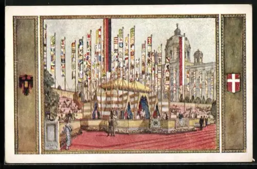 AK Wien, 10. Deutsches Sängerbundfest 1928, Festzelt am Burgring