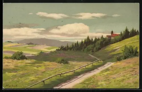 Künstler-AK Alfred Mailick: Auf sonniger Flur, Landschaftsmotiv