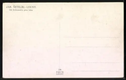 Künstler-AK Laun / Louny, Od Dobromeric pres luka, Gesamtansicht