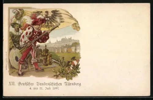 Künstler-AK Paul Ritter: Nürnberg, XII. Deutsches Bundesschiessen 1897