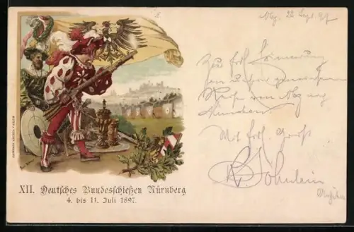 Künstler-AK Paul Ritter: Nürnberg, XII. Deutsches Bundesschiessen 1897