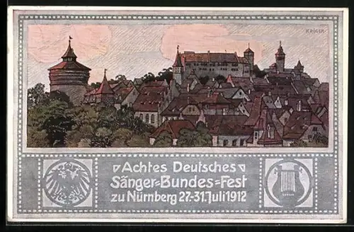 AK Nürnberg, Achtes Deutsches Sänger-Bundes-Fest 1912, Ortsansicht, Ganzsache
