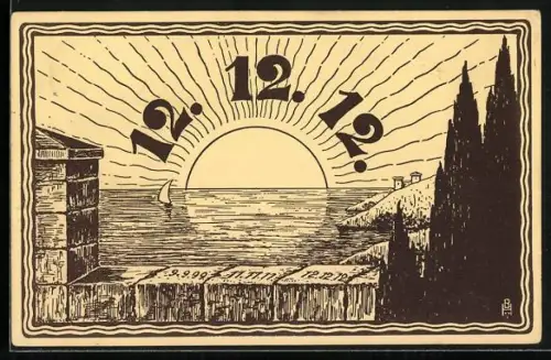 AK Karte zum 12. Dezember 1912, Sonnenaufgang