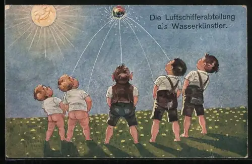 AK Knaben beim Zielpinkeln, Toilettenhumor