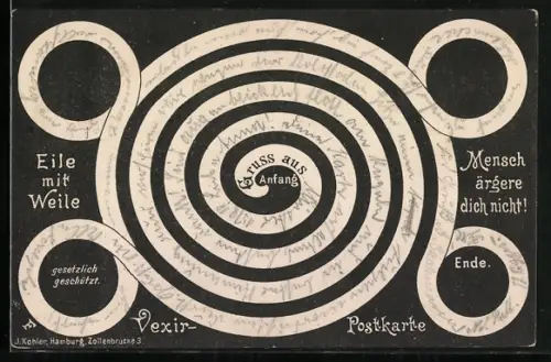 AK optische Täuschung, Eile mit Weile, Vexir-Postkarte