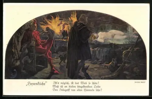 Künstler-AK Hans Best: Leipzig, Hexenküche, Gemälde in Auerbachs Keller, Faust