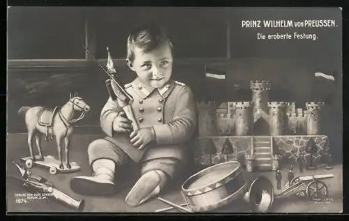 AK Prinz Wilhelm von Preussen mit Spielzeug, die eroberte Festung