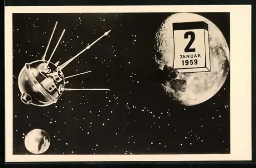 AK Lunik 1 passierte den Mond in 7000 km Entfernung, 2. Januar 1959