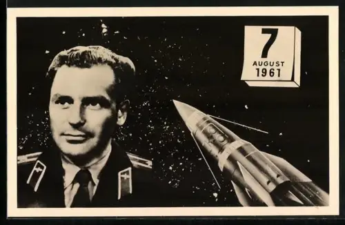 AK Major German Stepanowitsch Titow umkreiste mit Wostok II 1961die Erde
