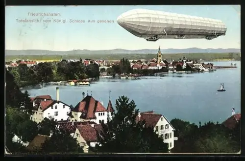 AK Friedrichshafen, Totalansicht vom Königl. Schloss aus gesehen