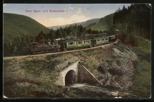AK Harz-Quer- u. Brockenbahn mit Bergen