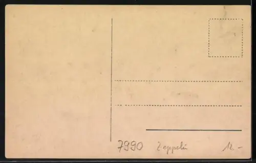 AK Friedrichshafen a. B., Abendstimmung mit Luftschiff