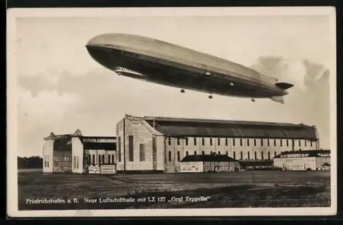 AK Friedrichshafen a. B., Neue Luftschiffhalle und LZ 127