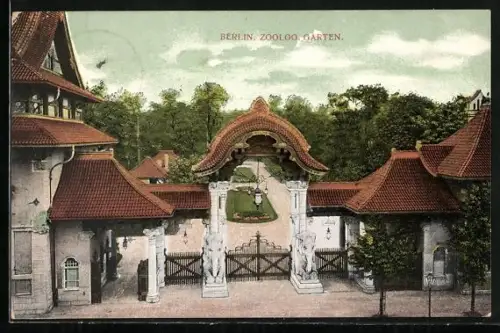 AK Berlin, Blick auf den Eingang zum zoologischen Garten