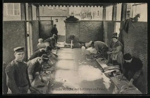 AK Grosse Wäsche der Soldaten im Felde