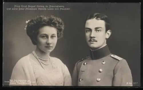 AK Ernst August Herzog zu Braunschweig und seine Braut Prinzessin Viktoria Luise von Preussen