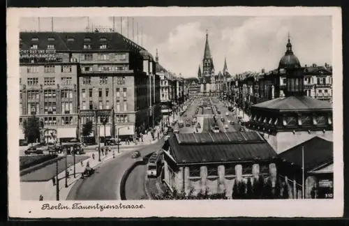 AK Berlin-Schöneberg, Tauentzienstrasse mit dem Kaufhaus des Westens KaDeWe