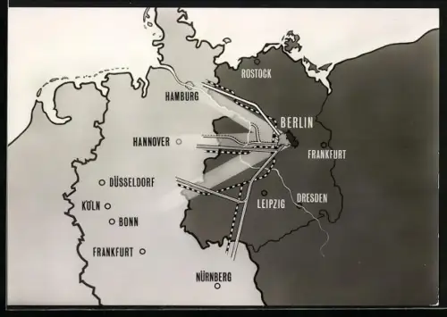 AK Berlin, Die Verbindungslinien von Berlin nach Westdeutschland und umgekehrt