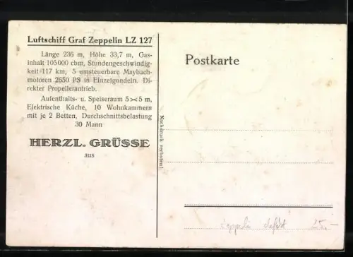 AK LZ 127, Luftschiff Graf Zeppelin, Porträt des Grafen