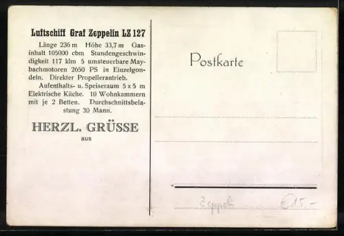 AK LZ 127, Luftschiff Graf Zeppelin, Porträt des Grafen