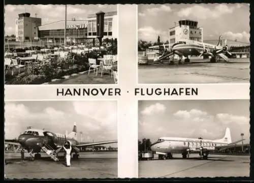 AK Hannover, Flughafen, Terrasse und verschiedene Flugzeugmodelle