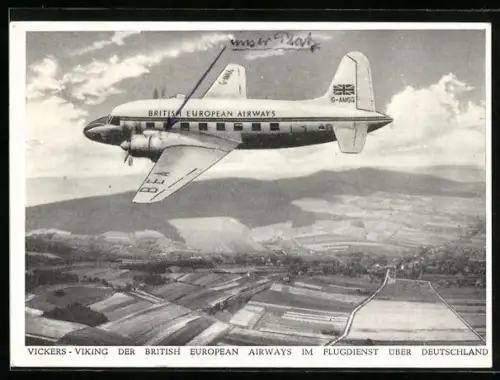 AK Flugzeug vom Typ Vickers Viking der British European Airways