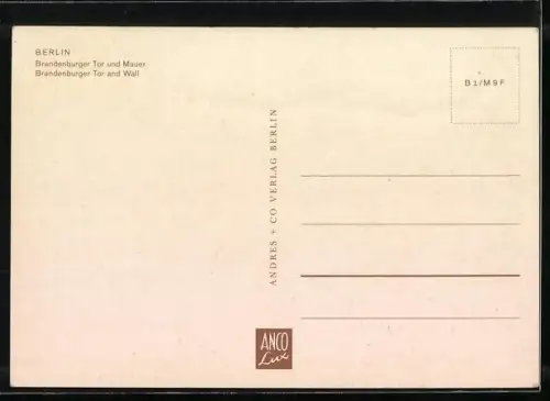 AK Berlin, Mauer am Brandenburger Tor
