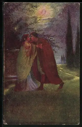 Künstler-AK sign. E. B. Magdic: Römische Liebe, heimliches Stelldichein