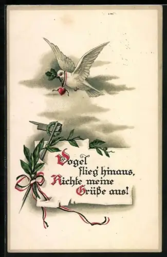 AK Vogel flieg` hinaus..., Brieftaube