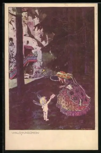 Künstler-AK E. Kutzer: Waldmärchen, Fee