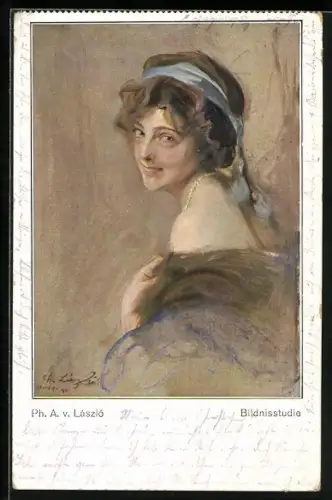 Künstler-AK Porträt einer lächelnden Frau, aus Velhagen & Klasings Monatsheften