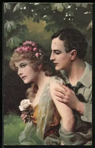 AK Hast du mich lieb?, Liebespaar im Park