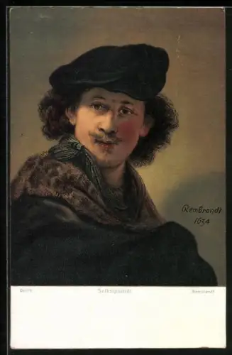 Künstler-AK Stengel & Co. Nr. 29729: Selbstbildnis von Rembrandt