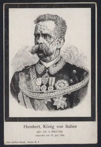 AK Humbert, König von Italien, Portrait mit Trauerrand