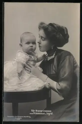 AK Var Kronprinsessa med Prinsessan Ingrid